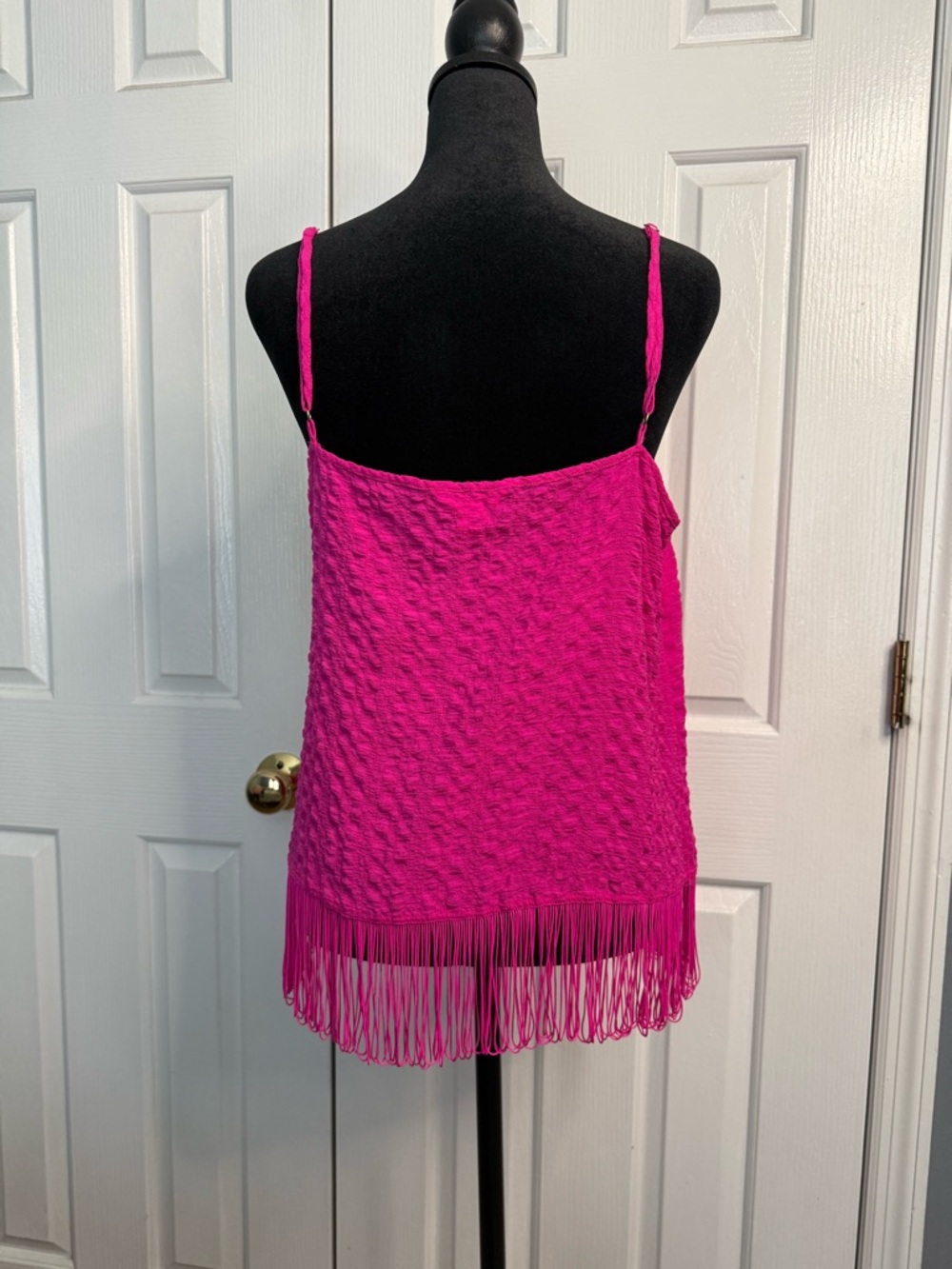 Lilly Pulitzer Pink Fringe Tank Top Size L Boho Festival Textured Cami Summer - Picture 3 of 8